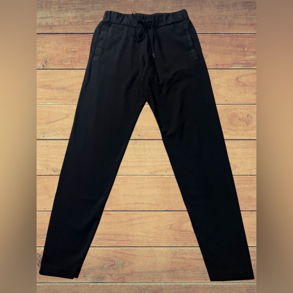 COS Black Drawstring Elastic Waist Mixed Media Tapered Pants Pockets EUR S